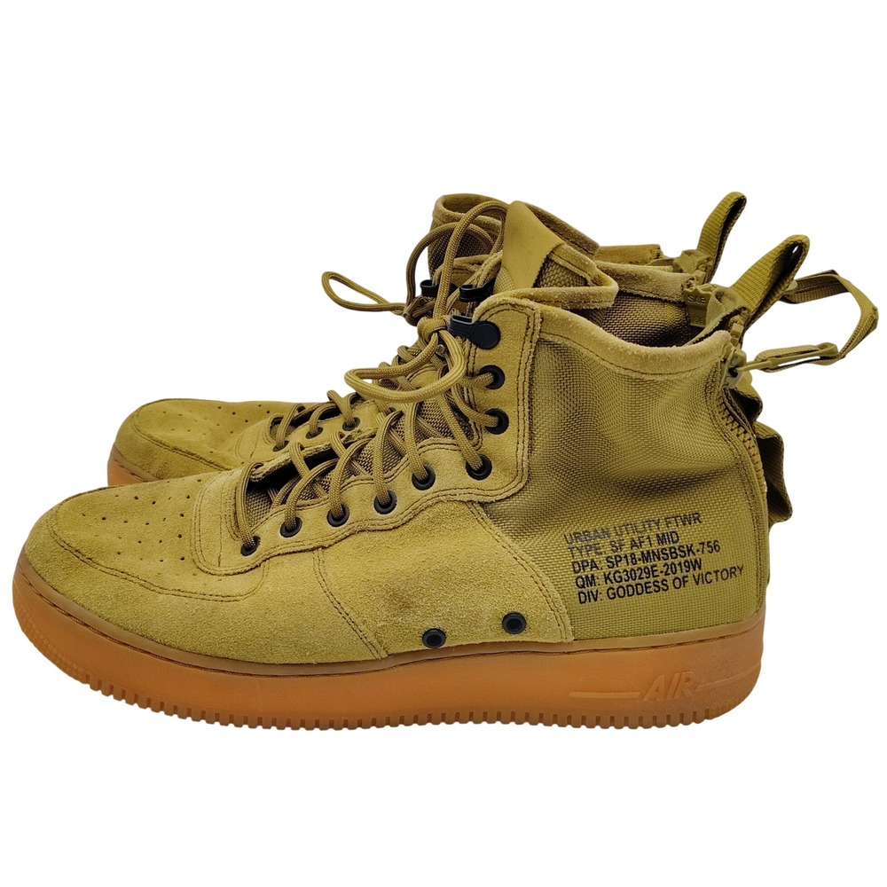 Nike Air Force 1 Mid Desert Moss Canvas Sneakers 917753-301 Shoes Mens Size 13